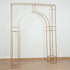 7 ft Gold Metal Rectangular Wedding Arch in Arc de Triomphe Style Party Events