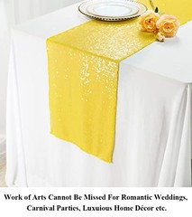 Table Runner Sequin Table Cover 12×108 inches Christmas 2pc 12x108inch Yellow