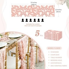 Sequin Table Runners 5 Pieces Table Runners 12″x72″ – 5pcs Rose Gold Flower
