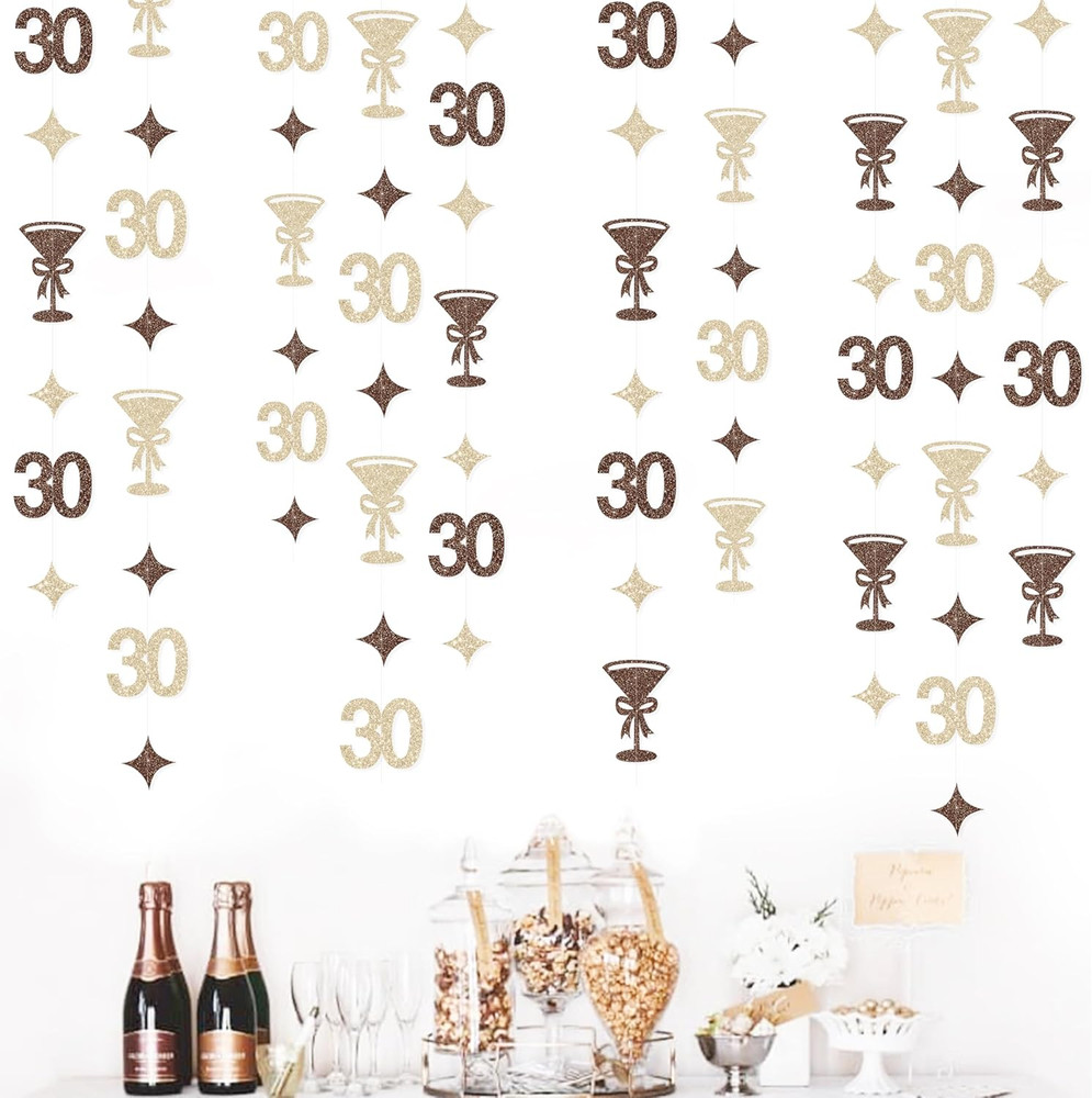 Champagne Gold Brown 30Th Birthday Decorations Espresso Martini Garland Streamer