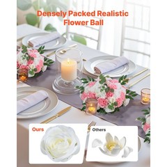 Uimoso 10PCS Pink and White Artificial Flower Balls for Wedding Decorations