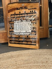 22”X 18”X 1.5”Anniversary, Wedding, Gift, Engraved, Music Sheet, Resin Top Coat!
