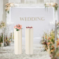 2Pcs 39.4in Milky White Cardboard Vase Stands Wedding Party Decor