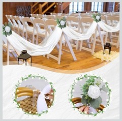 Riceshoot 34 Pcs Church Pew Wedding Decorations White Fabric Tulle Silk…