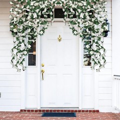 66 Ft Artificial Flower Garland, 8 Pcs Hanging Fake Rose Vines Silk White