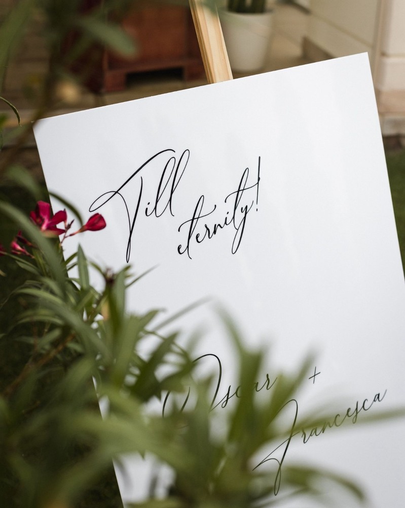 White Acrylic Wedding Sign With Black Names – Wedding Welcome Sign – Decor