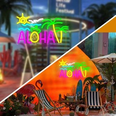 Aloha Palm Tree Neon Sign Aloha Sign for Wall Decor Tropical Hawaiian Aloha L…