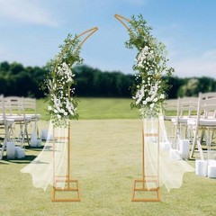 2Pcs Gold Curved Wedding Arch Stand Metal Half Crescent Backdrop Arbor Props