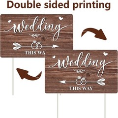 3Pcs Double Sided Wedding This Way Sign Corrugated Plastic Direction Arrow Marks