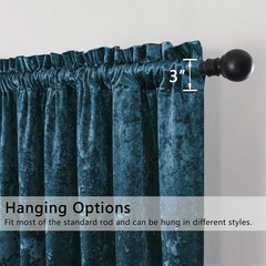SMILETIME Tranquil Blue Crushed Velvet Curtains 52x84inch Rod Pocket Luxuriou…