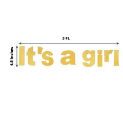 3 feet Gold Glittered It’s A Girl Paper Gender Reveal Hanging GARLAND Events
