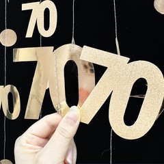 Champagne Gold 70th Birthday Decorations Number 70 Circle Dot Star Garland Me…