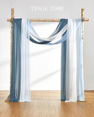 3 Panels Wedding Arch Draping Fabric, 30″ x 20ft Chiffon Fabric Gradient Blue
