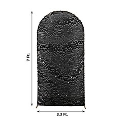 7 ft BLACK Big Payette Sequin Fitted Round Top Wedding Arch STAND COVER Party