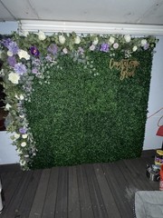 🌿 6×6 Boxwood Greenery Wall Backdrop w/ Floral Garland & Extra Panels