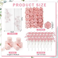 50 Sets Wedding Invitats Wraps Set Rose Gold Foil Pre Folded