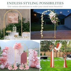 7.2FT Arch Backdrop Stand for Parties, Metal Balloon Arch kit 7.2 FT Gold