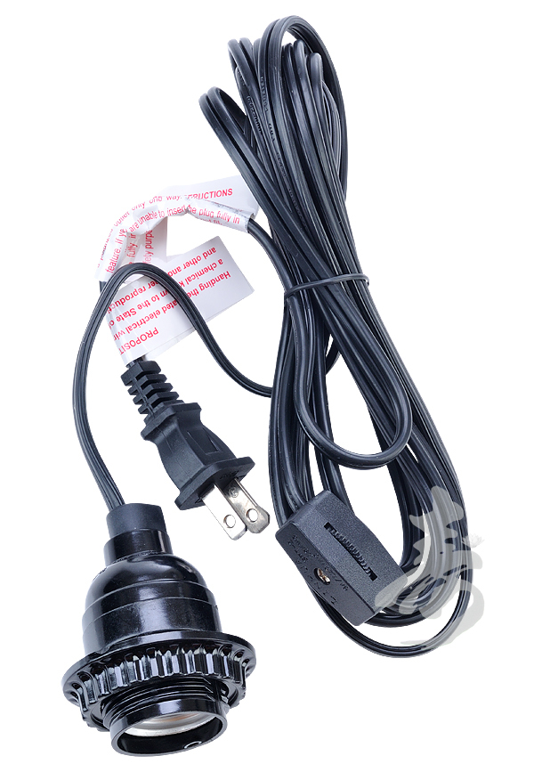 15 ft Power Cord Kit for the 16″ Paper Lanterns, standard plug US system BLACK