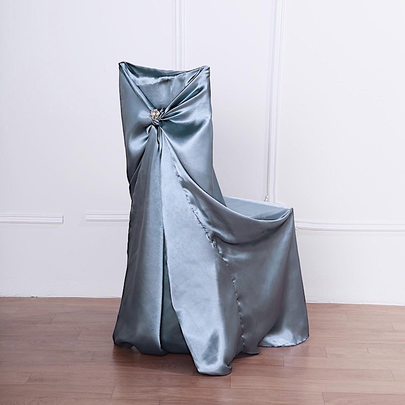 6 Dusty Blue SATIN UNIVERSAL CHAIR COVER Wedding Banquet Reception Decorations