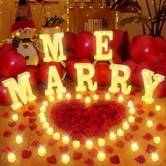 Light Up Proposal Sign Kit: ‘Marry Me’ with Flameless Candles & Romantic Petals
