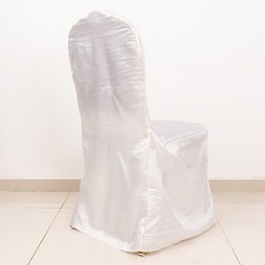 WHITE Crinkle Crushed Taffeta Banquet CHAIR COVER Party Wedding Events Decor
