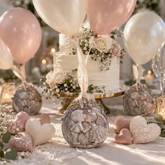 Vintage Romantic Resin Balloon Weight Anchors Set of 4, Soft Gold Wedding Decor