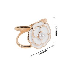 10 WHITE Pearl Floral Metal Chair SASH PIN Buckles GOLD Rim Party Decorations
