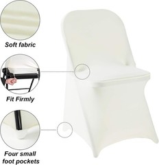 20Pack Ivory Spandex Folding Chair Covers in Stretch Washable Fabric for Wedding