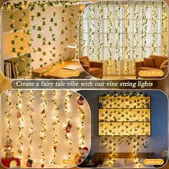 Ivy Vines with Fairy Lights, 200 LED Vine Lights with Remote and 8 Lighting