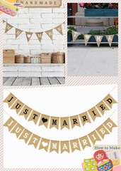 Burlap JUST MARRIED Wedding Banner Mr Mrs Rustic Party Decoration Anniversary