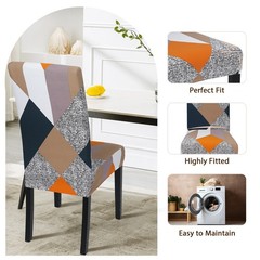 SearchI 4 Pack Super Fit Stretch Removable Washable Short Dining Chair Covers…