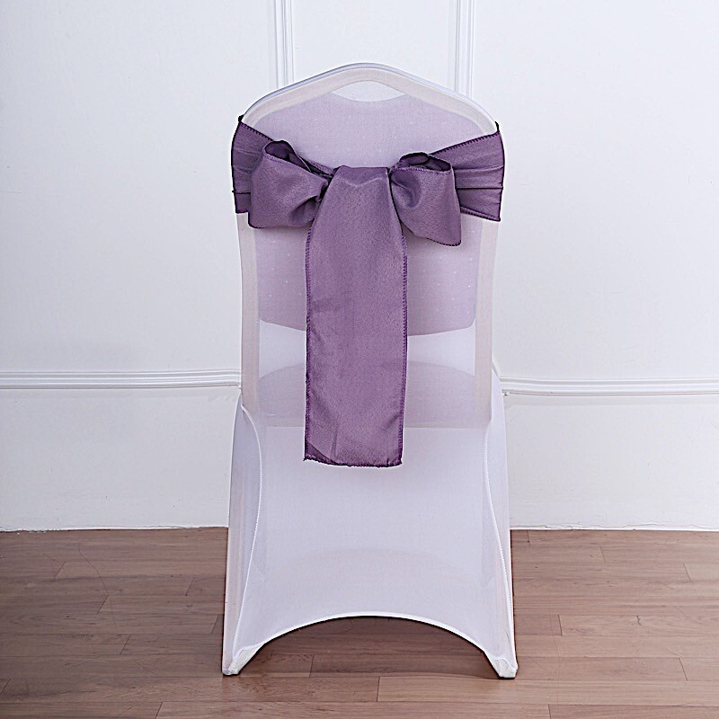 10 Violet Amethyst Polyester CHAIR SASHES Ties Bows Wedding Ceremony Decorations