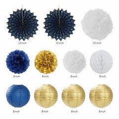 Navy-Blue White Gold Birthday Party-decorations – 21pcs Navy-blue White Gold