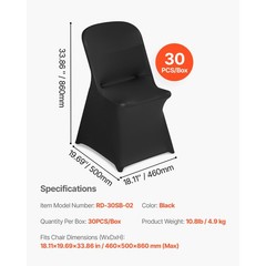 Uimoso 30PCS Black Stretch Spandex Chair Covers for Weddings Parties, and Dining