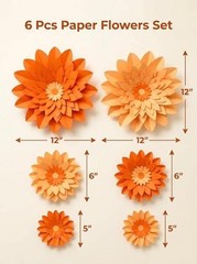 Paper Flower for Fall Autumn Thanksgiving Anniversary Birthday Wedding Orange