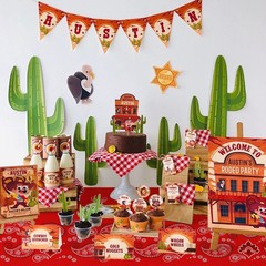 PHOGARY 2 Pieces Western Party Tablecloth, Bandana Cowboy Themed Disposable T…