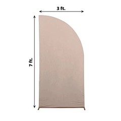 7 ft x 3 ft NUDE Matte Fitted Spandex Half Moon Arch Stand Cover Wedding