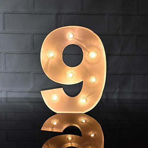 Fantado Marquee Light Number ‘9’ LED Metal Sign (8 Inch, Battery Operated)