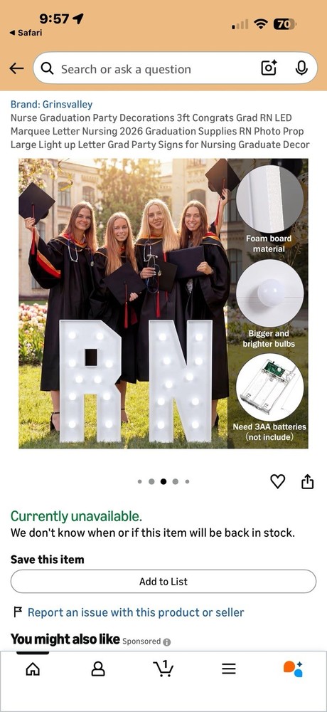 Grinsvalley Lighted RN Letters Nursing Graduation Backdrop Set White