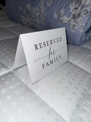 RESERVED for FAMILY Wedding Ceremony Sign Cards – 20-Pack Tent Fold Table Signs