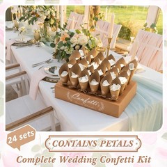 1 Sets Wedding Petal Cones for 24 Guest – Biodegradable Real White Petals