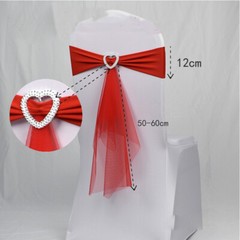10X Chair Cover Band Bow Sashes Rhinestone Buckle Slider Banquet Wedding Party