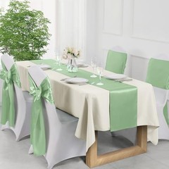 Manyshofu 4Pcs Satin Table Runner – 12 x 108 Inch 12″x108″, 4pcs Sage Green