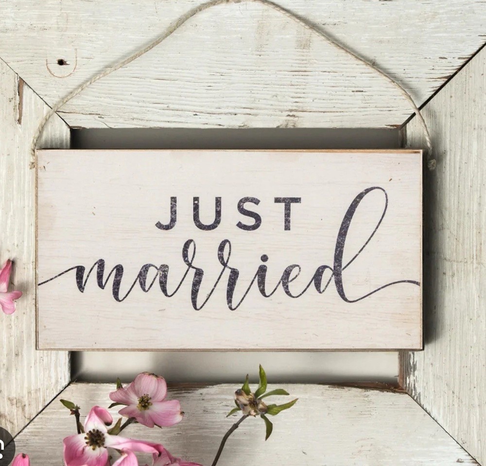 Rustic Marlin Just Married Wedding Sign Decor Wooden Hanging Celebration USA