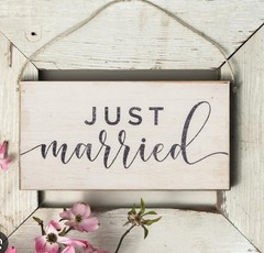 Rustic Marlin Just Married Wedding Sign Decor Wooden Hanging Celebration USA