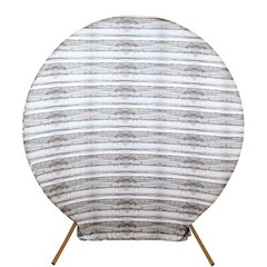 7.5 ft Rustic White Fitted Spandex Round Backdrop STAND COVER Wood Design Party
