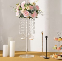 Classic Acrylic Wedding Centerpiece Flower Stand with Hanging Tea Lights