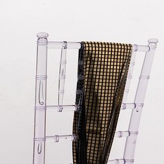 5 BLACK GOLD Polyester CHAIR SASHES Mirror Foil Design Party Events Decorations