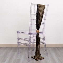 5 BLACK GOLD Polyester CHAIR SASHES Mirror Foil Design Party Events Decorations