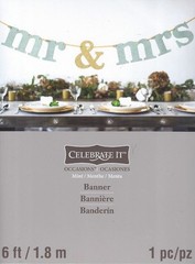 Banner “Mr & Mrs” by Celebrate It 6′ Wedding Bridal Party Supplies Decoration